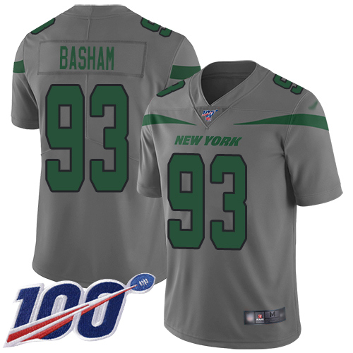 New York Jets Limited Gray Youth Tarell Basham Jersey NFL Football #93 100th Season Inverted Legend->new york jets->NFL Jersey
